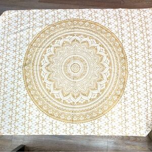 White and gold mandala tapestry